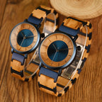 Vrkshā Dualtime Walnut Couples Watch Set